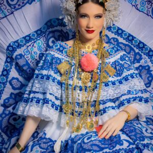 Alquiler de Pollera Sombreada AZUL